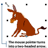 The pointer will turn into a two-headed arrow